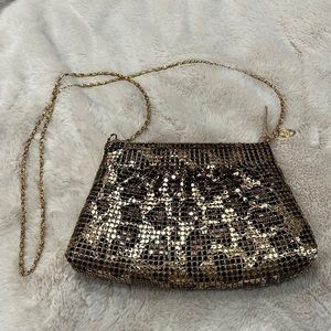 Vintage metal mesh leopard print evening bag-LIKE NEW